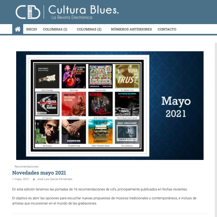 Recommended by Cultura Blues Magazine (Spain)